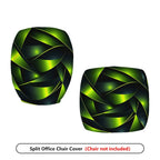 2-Piece Abstract Geometric Green Swirl Modern Decorative  Computer Chair Cover Set, Seat and Backrest