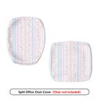 2-Piece Pastel Floral Stripe  Computer Chair Cover Set, Seat and Backrest