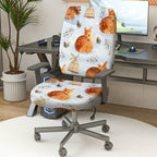 2-Piece Cute Christmas Deer Bell Pine Leaves  Computer Chair Cover Set, Seat and Backrest