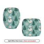 2-Piece Christmas Snowman Pine Tree Snowflake Holiday Winter  Computer Chair Cover Set, Seat and Backrest
