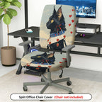 2-Piece Black Cat Heart Collar Cute Decorative  Computer Chair Cover Set, Seat and Backrest