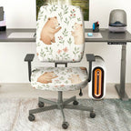 2-Piece Cute Bear Floral Nature  Computer Chair Cover Set, Seat and Backrest
