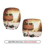 2-Piece Christmas Snowflake Candy Cane Holly Tree  Computer Chair Cover Set, Seat and Backrest