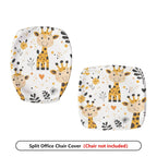 2-Piece Cute Animal Giraffe Floral Heart  Computer Chair Cover Set, Seat and Backrest