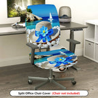 2-Piece Nautical Beach Hat Flower Sailboat Seaside  Computer Chair Cover Set, Seat and Backrest