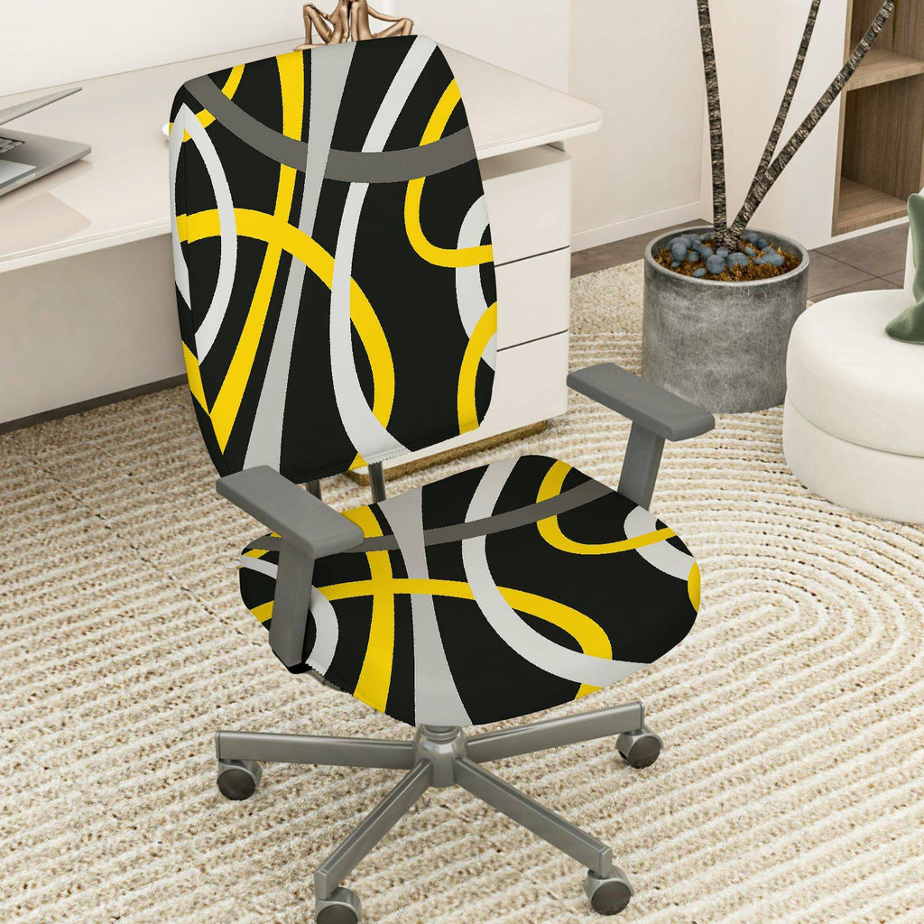 2-Piece Abstract Modern Geometric Pattern Artistic Design  Computer Chair Cover Set, Seat and Backrest