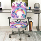 2-Piece Butterfly Rainbow Colorful Pattern Cute Decorative  Computer Chair Cover Set, Seat and Backrest