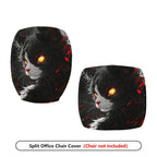 2-Piece Stylish Cat Art Red Black Abstract  Computer Chair Cover Set, Seat and Backrest