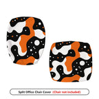 2-Piece Abstract Geometric Modern Art Style Orange Black White  Computer Chair Cover Set, Seat and Backrest