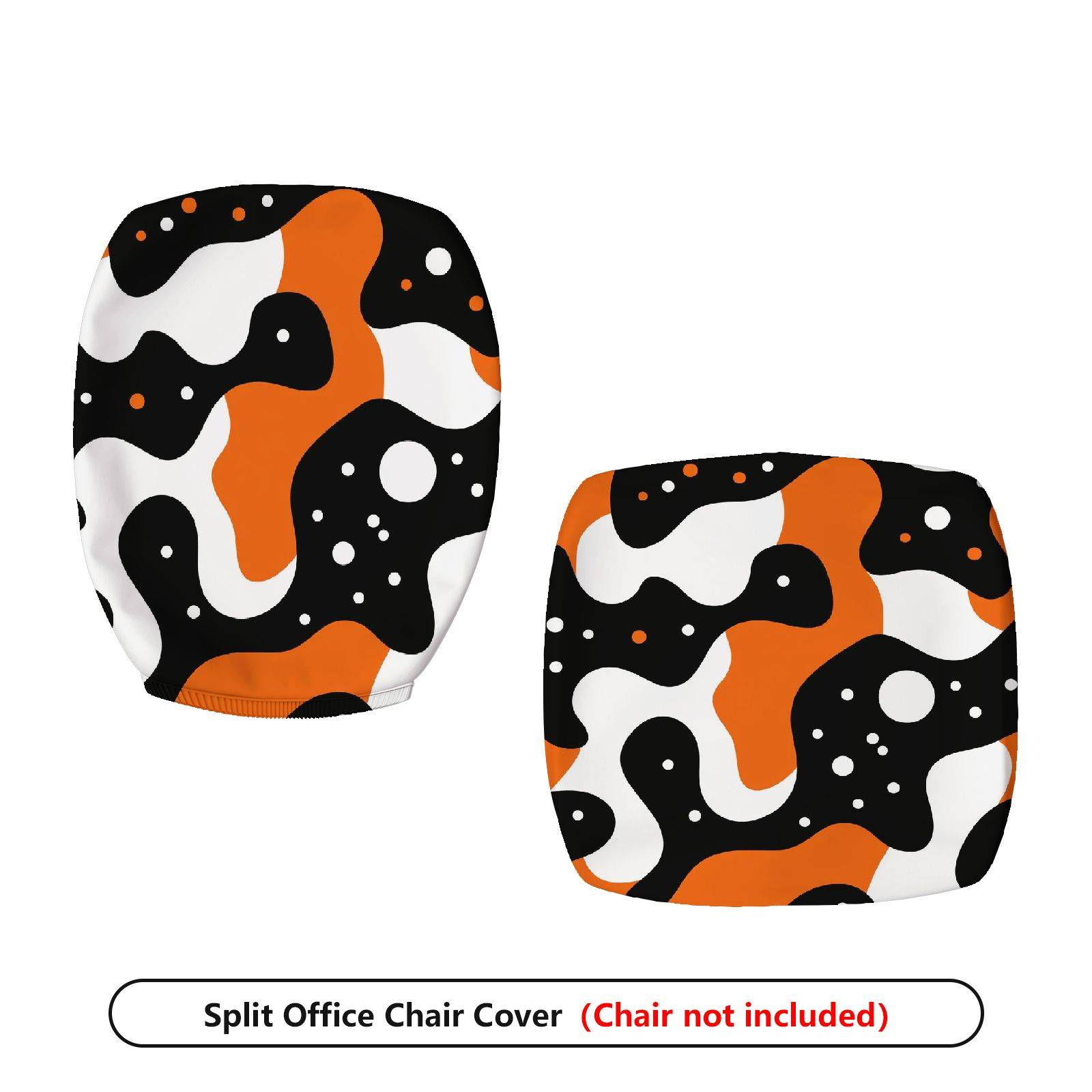 2-Piece Abstract Geometric Modern Art Style Orange Black White  Computer Chair Cover Set, Seat and Backrest