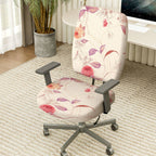 2-Piece Floral Pattern Rose Pink Purple Decorative  Computer Chair Cover Set, Seat and Backrest