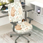 2-Piece Cute Bear Floral Nature  Computer Chair Cover Set, Seat and Backrest