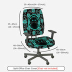 2-Piece Cat Floral Glow Halloween Mystical Enchanted  Computer Chair Cover Set, Seat and Backrest