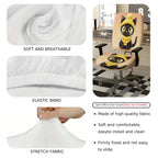 2-Piece Black Cat Cute Cozy Fun Autumn Halloween  Computer Chair Cover Set, Seat and Backrest