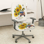 2-Piece Sunflower Gnome Christmas American Vintage Car Bee  Computer Chair Cover Set, Seat and Backrest