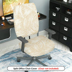 2-Piece Abstract Geometric White Beige Modern Stylish  Computer Chair Cover Set, Seat and Backrest