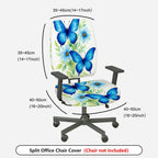 2-Piece Butterfly Flower Pattern Nature Colorful  Computer Chair Cover Set, Seat and Backrest