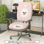 2-Piece Cute Dog Heart Pink Print  Computer Chair Cover Set, Seat and Backrest