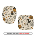 2-Piece Halloween Ghost Pumpkin Cat Spider Web  Computer Chair Cover Set, Seat and Backrest