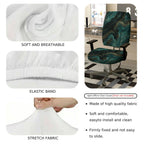 2-Piece Abstract Marble Gold Green Swirl Hypnotic  Computer Chair Cover Set, Seat and Backrest
