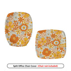 2-Piece Floral Pattern Orange Bloom Flower Bohemian Style Spring  Computer Chair Cover Set, Seat and Backrest