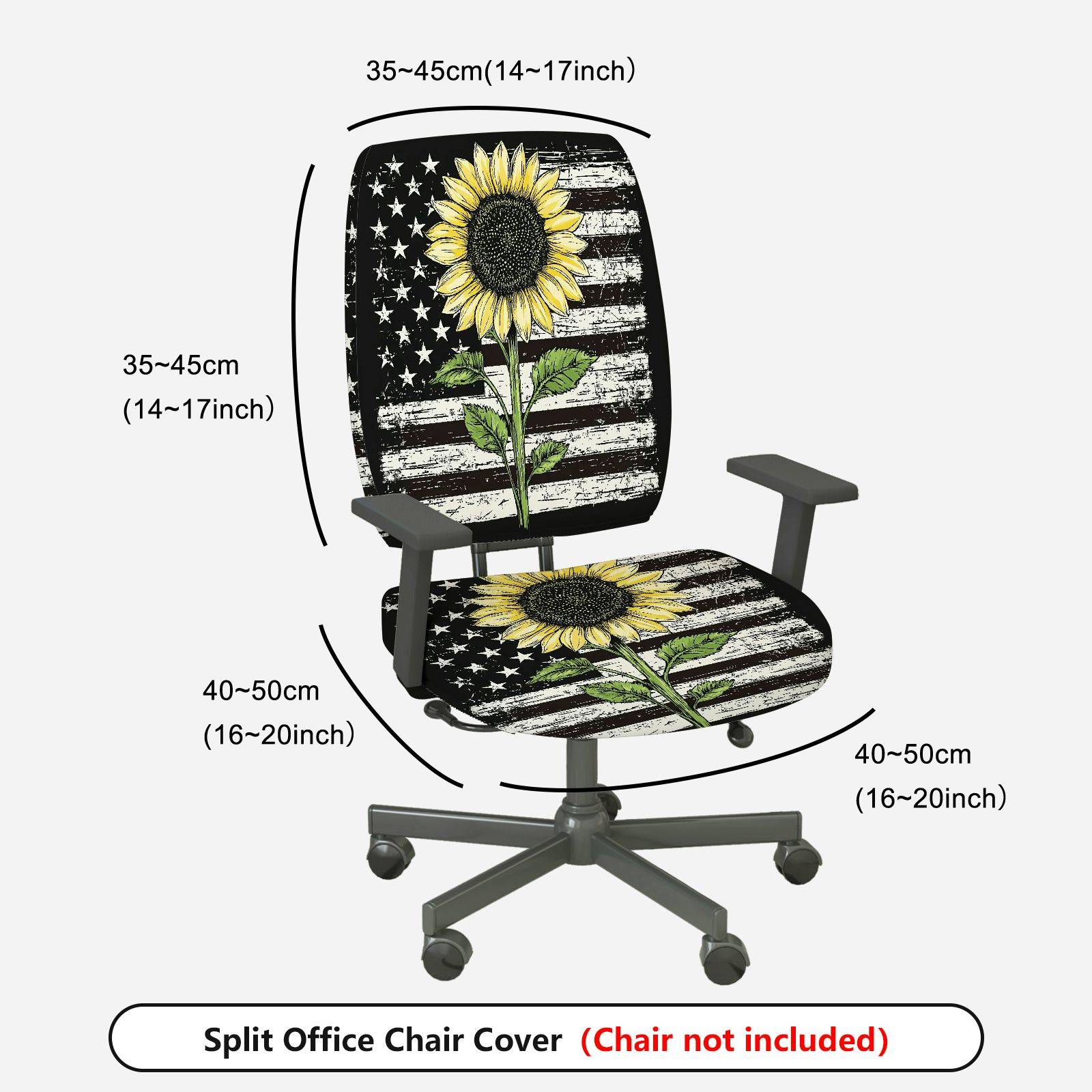 2-Piece Sunflower American Flag Vintage Elegant Stylish Vibrant  Computer Chair Cover Set, Seat and Backrest