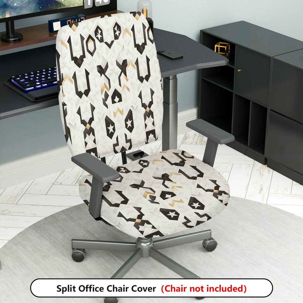 2-Piece Abstract Geometric Star Pattern  Computer Chair Cover Set, Seat and Backrest