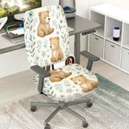 2-Piece Cute Bear Floral Nature Decorative  Computer Chair Cover Set, Seat and Backrest