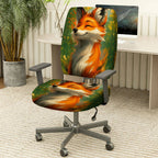 2-Piece Cute Fox Animal Art  Computer Chair Cover Set, Seat and Backrest