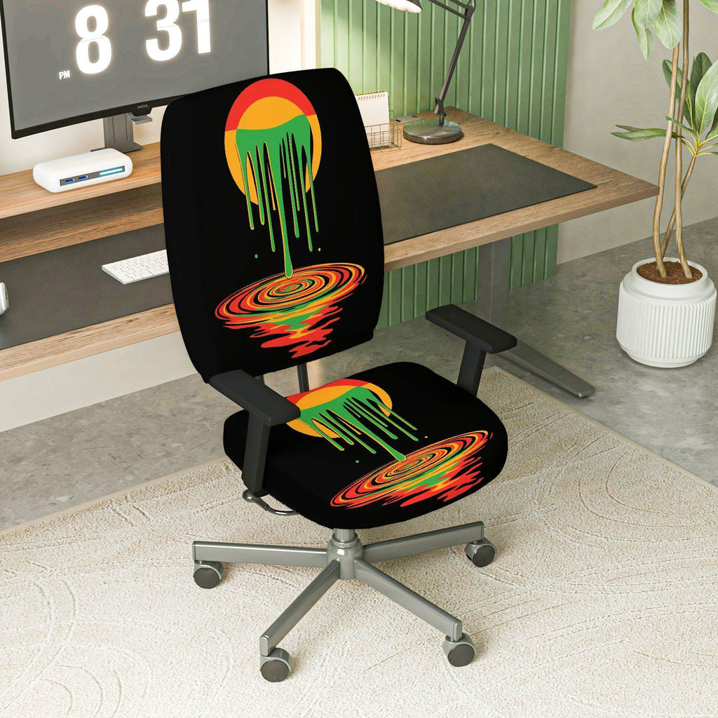 2-Piece Abstract Colorful Dripping Artistic Pattern Creative  Computer Chair Cover Set, Seat and Backrest