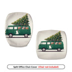 2-Piece Christmas Holiday Vintage Car Tree Dog Snow  Computer Chair Cover Set, Seat and Backrest