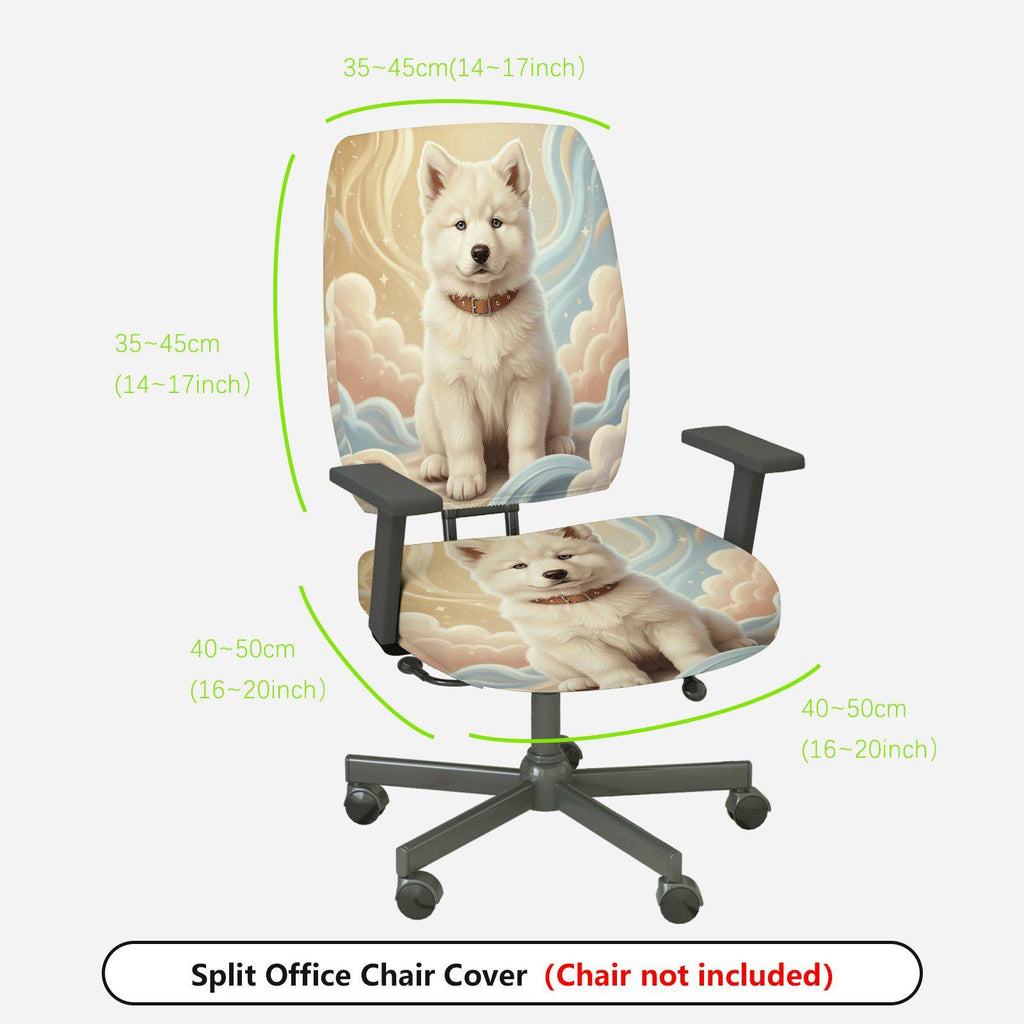 2-Piece Cute Dog Cloud Fantasy Dream Art  Computer Chair Cover Set, Seat and Backrest