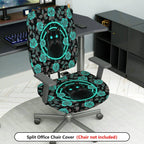 2-Piece Cat Floral Glow Halloween Mystical Enchanted  Computer Chair Cover Set, Seat and Backrest