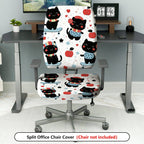 2-Piece Cute Cat Apple Heart Star  Computer Chair Cover Set, Seat and Backrest