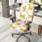 2-Piece Cute Dog Flower Pattern Printed  Computer Chair Cover Set, Seat and Backrest
