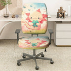 2-Piece Cute Axolotl Clover Flowers Butterflies  Computer Chair Cover Set, Seat and Backrest