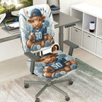 2-Piece Football Buffalo Flowers Sports Animal  Computer Chair Cover Set, Seat and Backrest