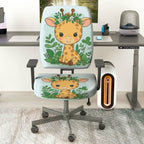 2-Piece Cute Giraffe Animal Jungle Pattern Greenery  Computer Chair Cover Set, Seat and Backrest