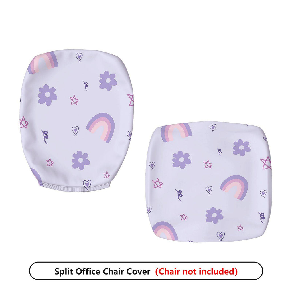 2-Piece Rainbow Flower Heart Star Purple  Computer Chair Cover Set, Seat and Backrest