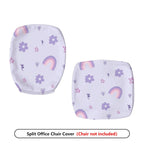 2-Piece Rainbow Flower Heart Star Purple  Computer Chair Cover Set, Seat and Backrest