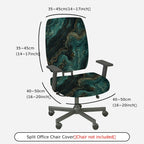 2-Piece Abstract Marble Gold Green Swirl Hypnotic  Computer Chair Cover Set, Seat and Backrest