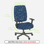 2-Piece Floral Pattern Blue White Flower Nature Decor  Computer Chair Cover Set, Seat and Backrest