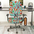 2-Piece Christmas Dog Candy Snowflake Tree  Computer Chair Cover Set, Seat and Backrest