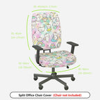 2-Piece Cute Colorful Rainbow Star Cat  Computer Chair Cover Set, Seat and Backrest