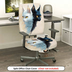2-Piece Artistic Dual Cats Ink Painting Stylish Modern Unique  Computer Chair Cover Set, Seat and Backrest
