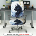 2-Piece Black Cat Gothic Mysterious Art Halloween  Computer Chair Cover Set, Seat and Backrest