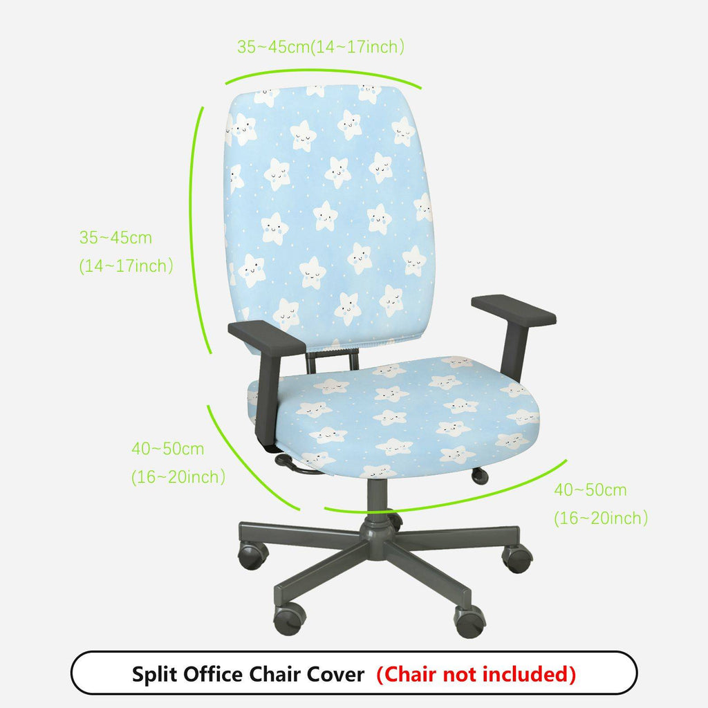 2-Piece Cute Star Pattern Blue Fun Cheerful Cozy  Computer Chair Cover Set, Seat and Backrest