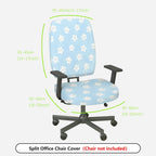2-Piece Cute Star Pattern Blue Fun Cheerful Cozy  Computer Chair Cover Set, Seat and Backrest