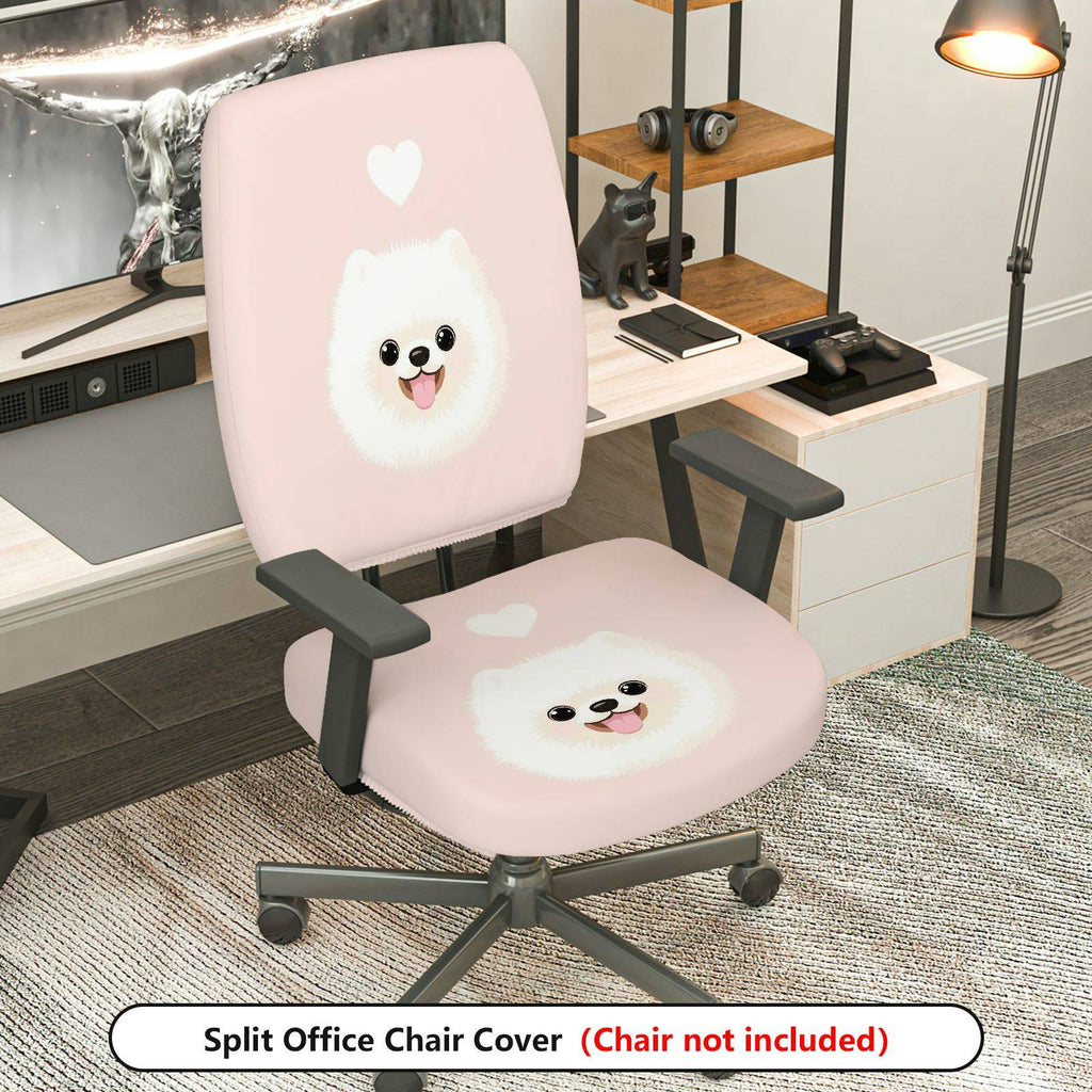 2-Piece Cute Dog Heart Pink Print  Computer Chair Cover Set, Seat and Backrest