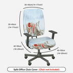 2-Piece Christmas Reindeer Winter Snow Decoration  Computer Chair Cover Set, Seat and Backrest